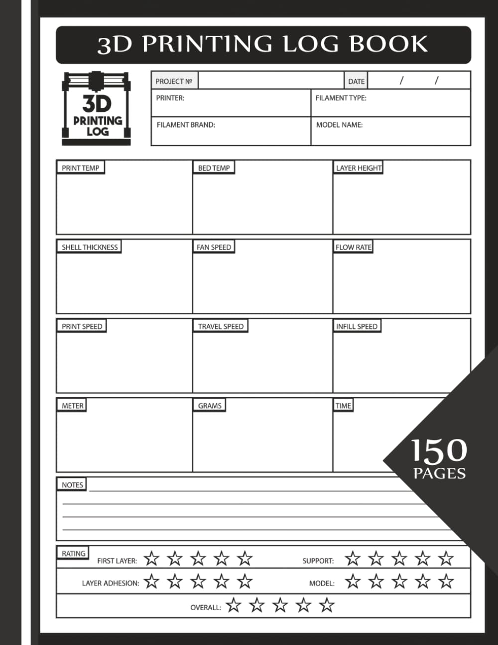 ler totalmente 3D Printing Log Book: Large Organizer to Track Print Settings, Filament Details, Results & Ratings
