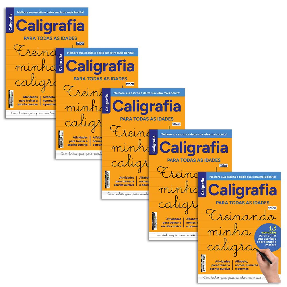Kit 5 Caligrafia para Treinar ed.03 - 80 págs. - Edições Iguais: Para todas as idades