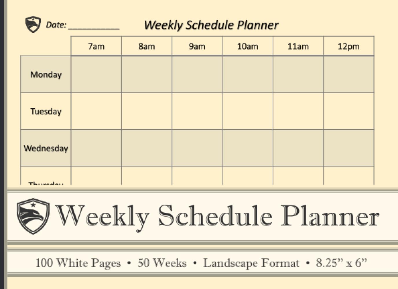 Weekly Schedule Planner with Hourly Appointment Time Blocks | From 7am to 7pm each day of the week | Ideal for business or personal time management: ... Layout | 8.25'' x 6 '' | Light Yellow