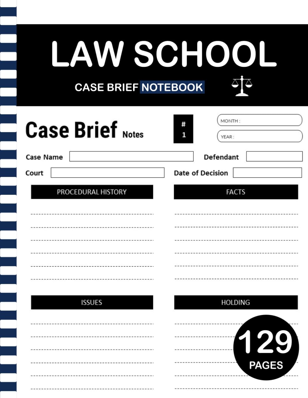 ler totalmente Law School Case Brief Notebook: 129 Pages | 8,5 x 11 Inches