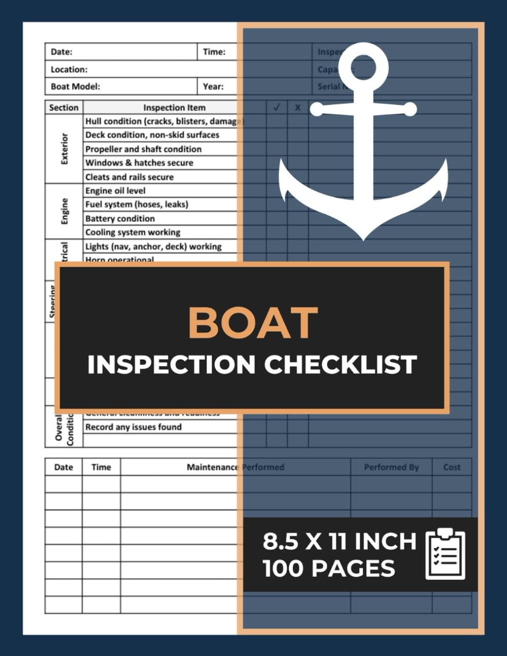 ler totalmente Boat Inspection Checklist: Pre-Departure Inspection Book | Boats Maintenance Log | boating & marine safety record
