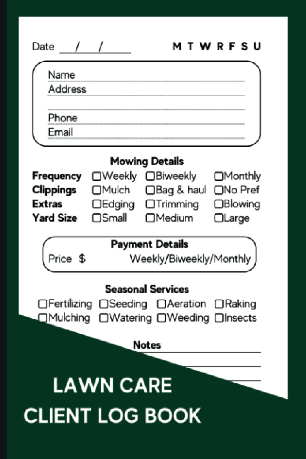 ler totalmente Lawn Care Client Log Book: Lawn Mowing and Landscape Appointment Logbook; Track and Record Client Information, Scheduling, Services; Useful for Lawn Care Businesses; Convenient Size
