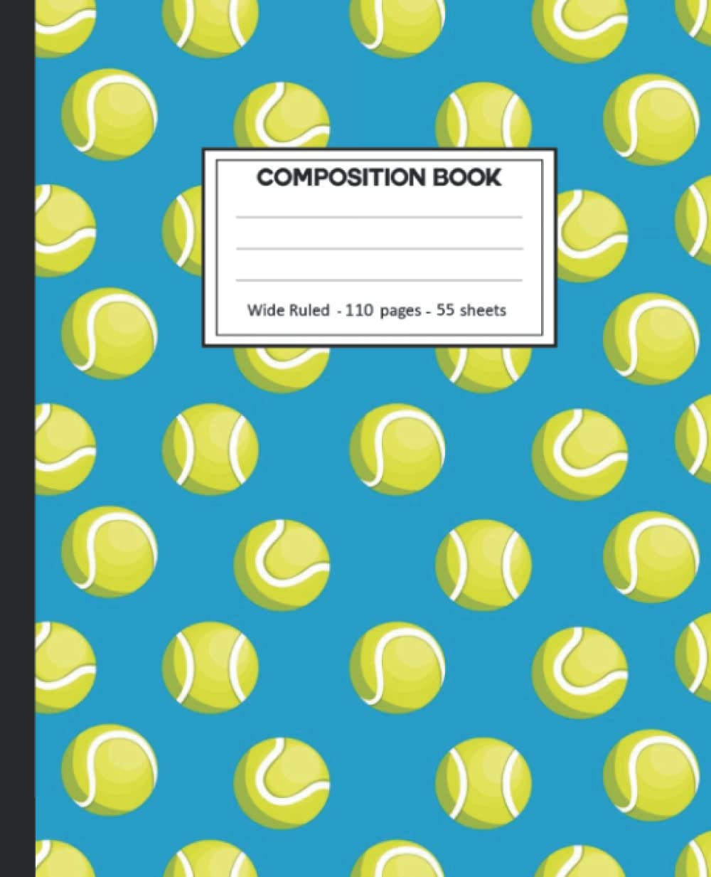 ler totalmente Composition Notebook: College Ruled: 110+ Lined Pages Writing Journal: Tennis ball on White.
