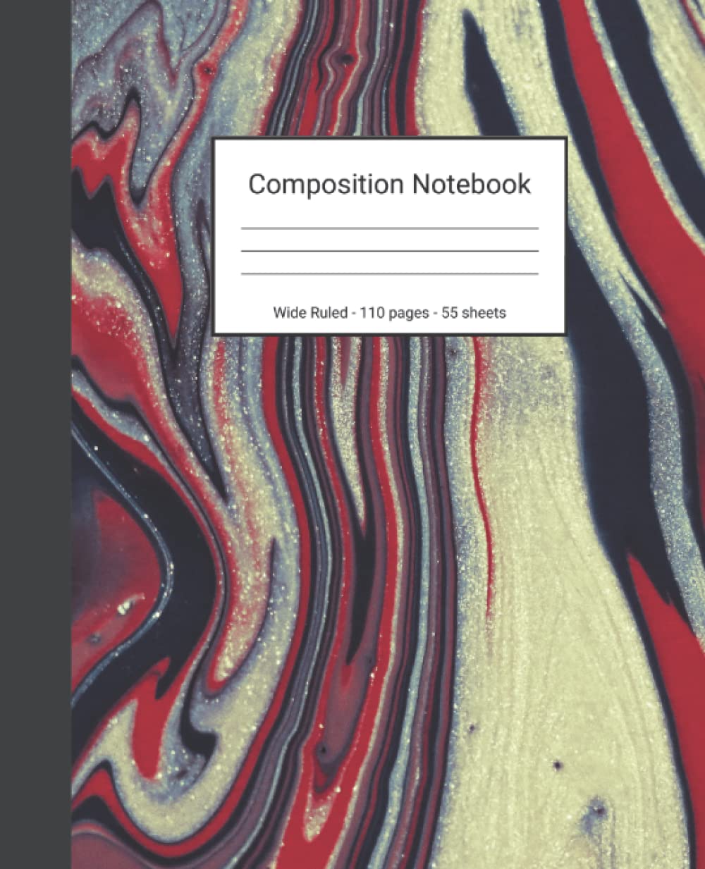 Composition Notebook: Wide Ruled Paper Notebook Journal - Glittery Red And White Liquid Marble - Blank Wide Lined Workbook baixar o livro de graça