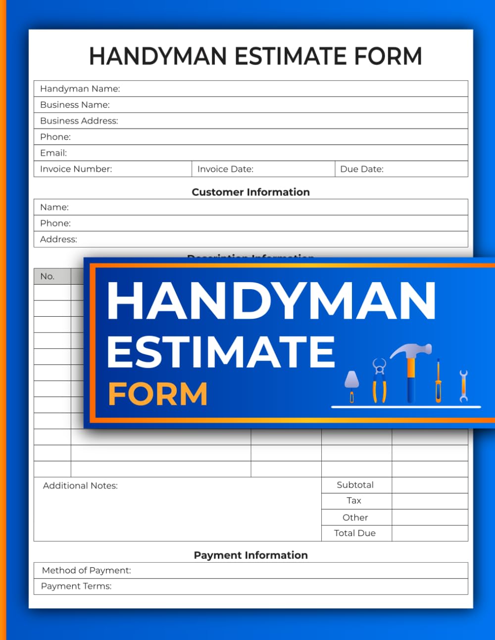 ler totalmente Handyman Estimate Form: Tradesman Service Estimating Quote Record | 120 Pages.