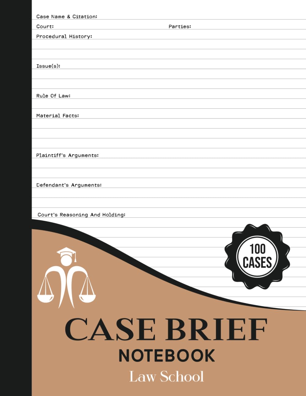 ler totalmente Law School Case Brief Notebook | Case Briefs Notebook For Law Students | Law School Case Brief Template | 8.5"-inch X 11"-inch | Case Briefs Book (100 Cases)