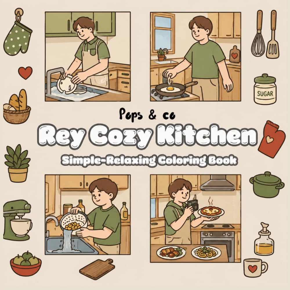 Rey Cozy Kitchen: Simple-Relaxing Coloring Book: Bold and Easy Kitchen Coloring Book for Adults, Teens and Kids: Cozy Cooking Aesthetics, Home Chef... and Stress Relief Designs with Thick Lines baixar livro de graça