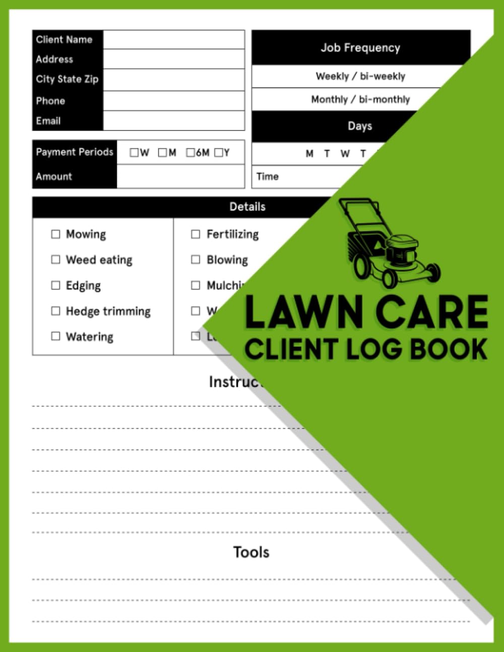 ler totalmente Lawn Care Client Log Book: Efficiently Manage and Track Your Lawn Care Services with Ease | Lawn Mowing and Landscape Appointment Logbook | 8.5" x 11", 110 Pages