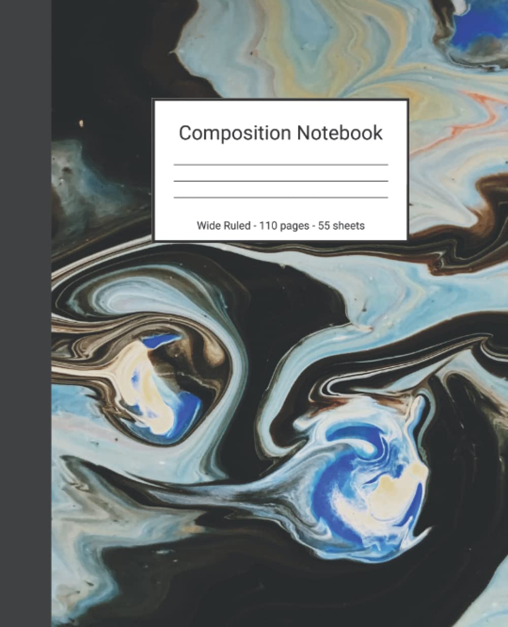 ler totalmente Composition Notebook: Wide Ruled Paper Notebook Journal - Black Blue And White Liquid Marble - Blank Wide Lined Workbook