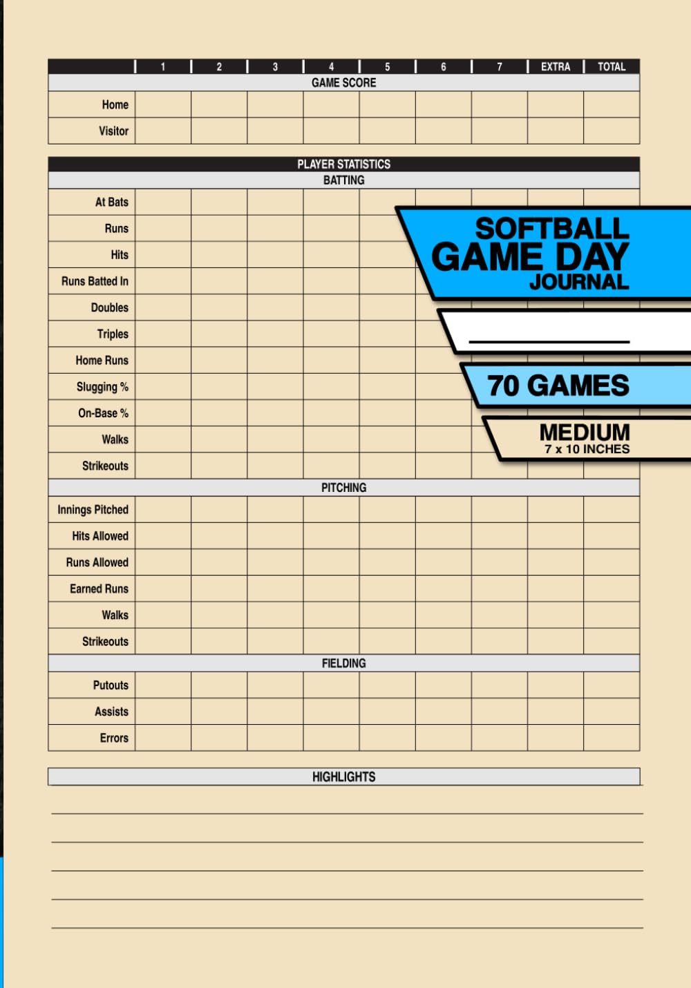 Softball Game Day Journal: Record and Track Your Individual Playing Stats | For College Players | 7 Innings | 70 Games | Medium baixar o livro de graça