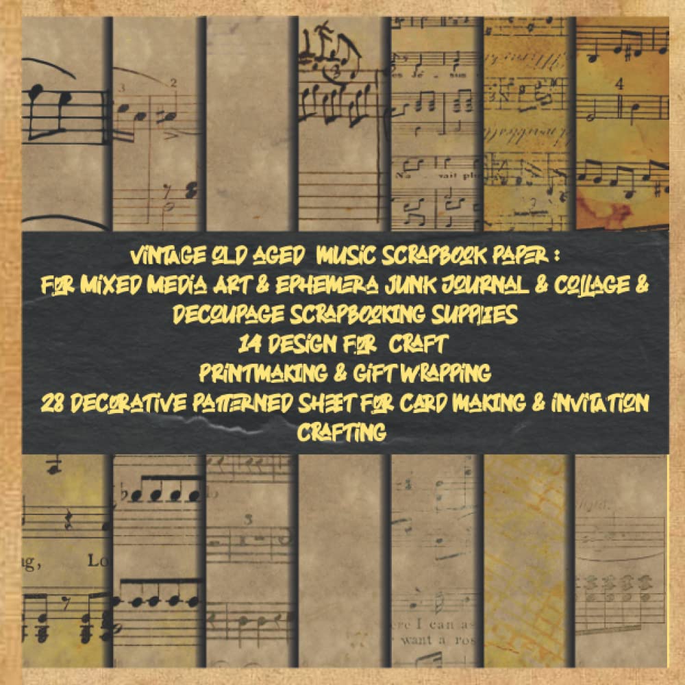 vintage old aged music scrapbook paper: for Mixed Media Art & ephemera junk Journal & collage & decoupage scrapbooking supplies 14 design for craft... for card making & invitation crafting: pack baixar livro de graça
