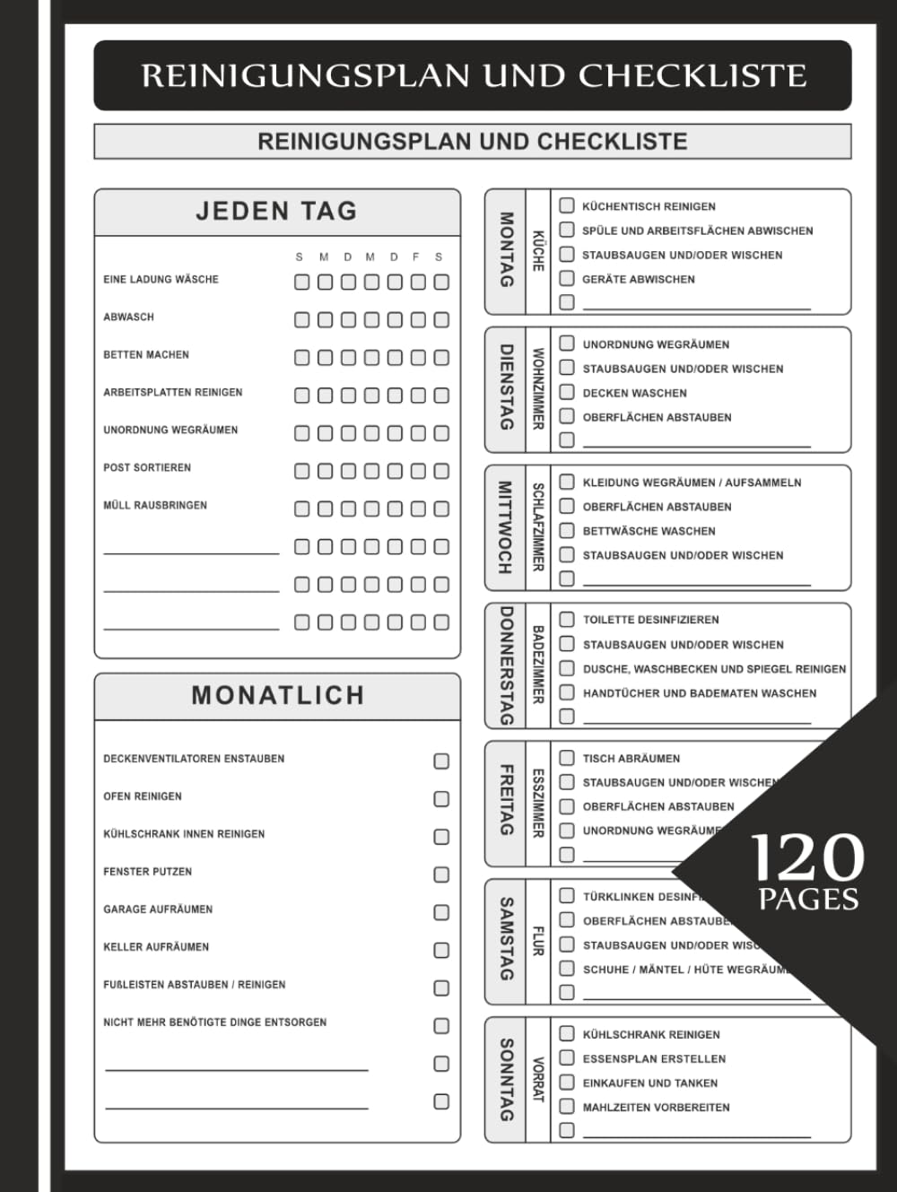 capítulo por capítulo baixar Reinigungsplan und Checkliste: Täglicher, wöchentlicher und monatlicher Haushaltsreinigungsplaner für ein organisiertes Zuhause (German Edition)