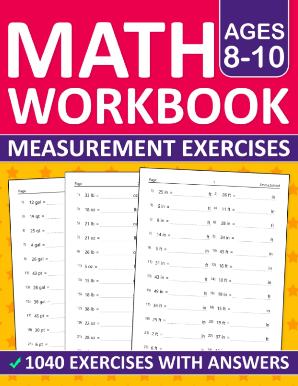 ler totalmente Math Measurement Workbook For Kids Ages 8-10 With 1040 Exercises and Answers Key: Measurement Workbook For grade 3+ With Linear measurement, capacity,... Worksheets For Kids Ages 8+ With Answers