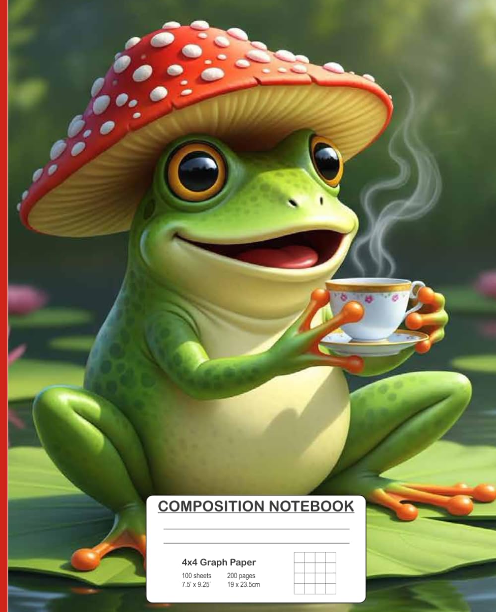 Cheerful Frog Composition Notebook | 4x4 Graph Paper | Cute Math Book for Kids and Teens: Perfect for geometry, STEM projects, and drawing – 200 pages... school size | Frog sipping tea on lily pad baixar o livro de graça