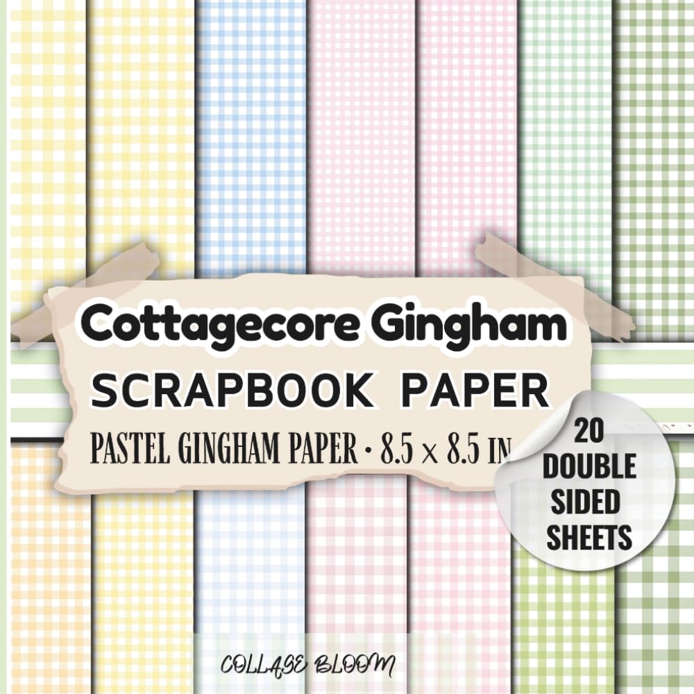 ler totalmente Cottagecore Gingham Scrapbook Paper Pad: 40 Double-Sided Pastel Gingham Pages for Scrapbooking, Card Making, Decoupage, Junk Journals & Mixed Media Art