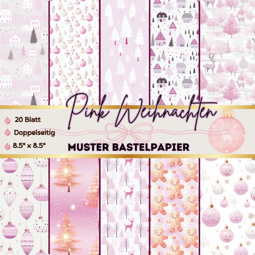Bastelpapier Muster Weihnachten Pink: Scrapbooking Papier Weihnachtliche Muster | 21,59cm x 21,59cm, 20 Batt, Doppelseitig I Junk Journal Dekor I DIY... | Origami | Rosa (German Edition) baixar livro de graça