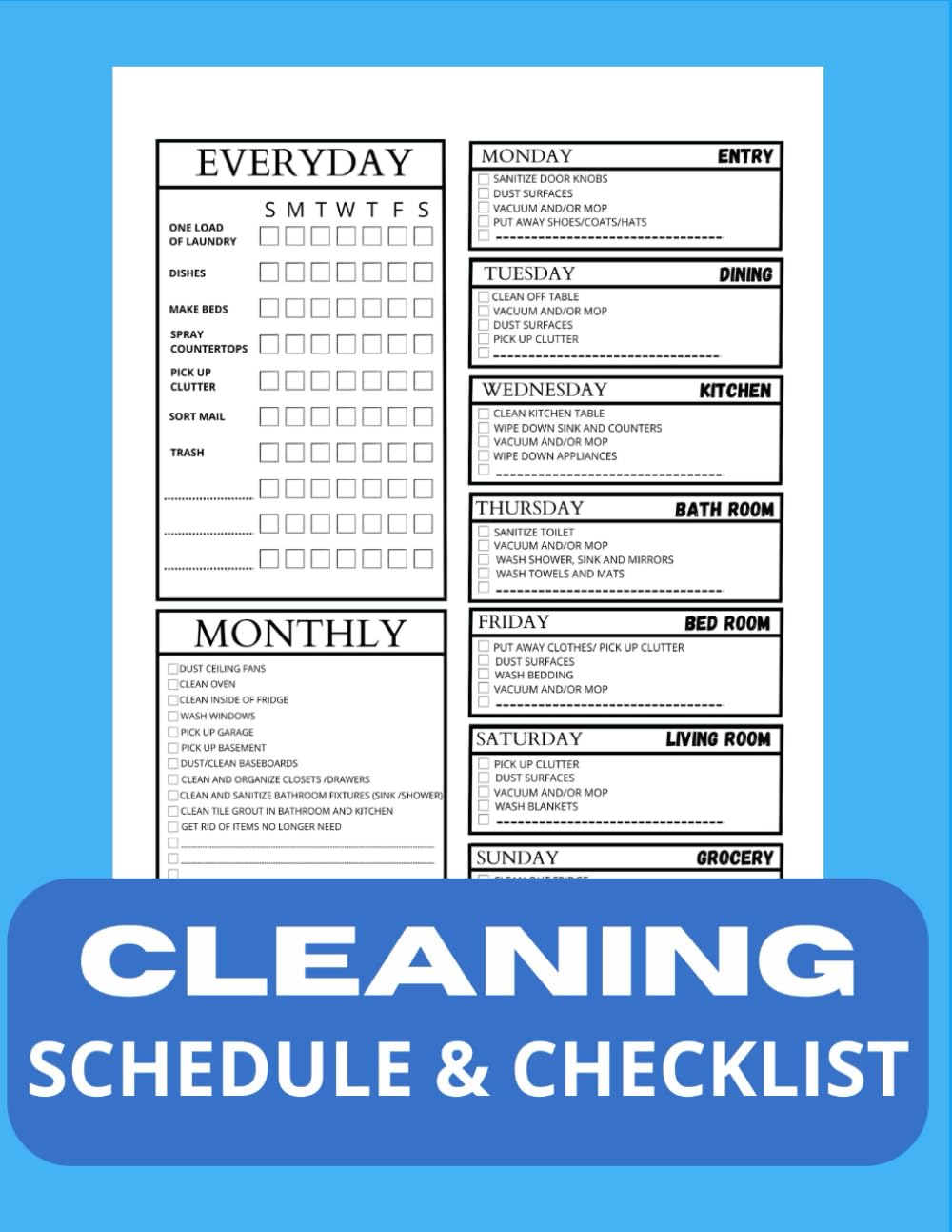 Cleaning Schedule and Checklist: Simple Daily Weekly Monthly Household Chores Planner and Journal baixar o livro de graça