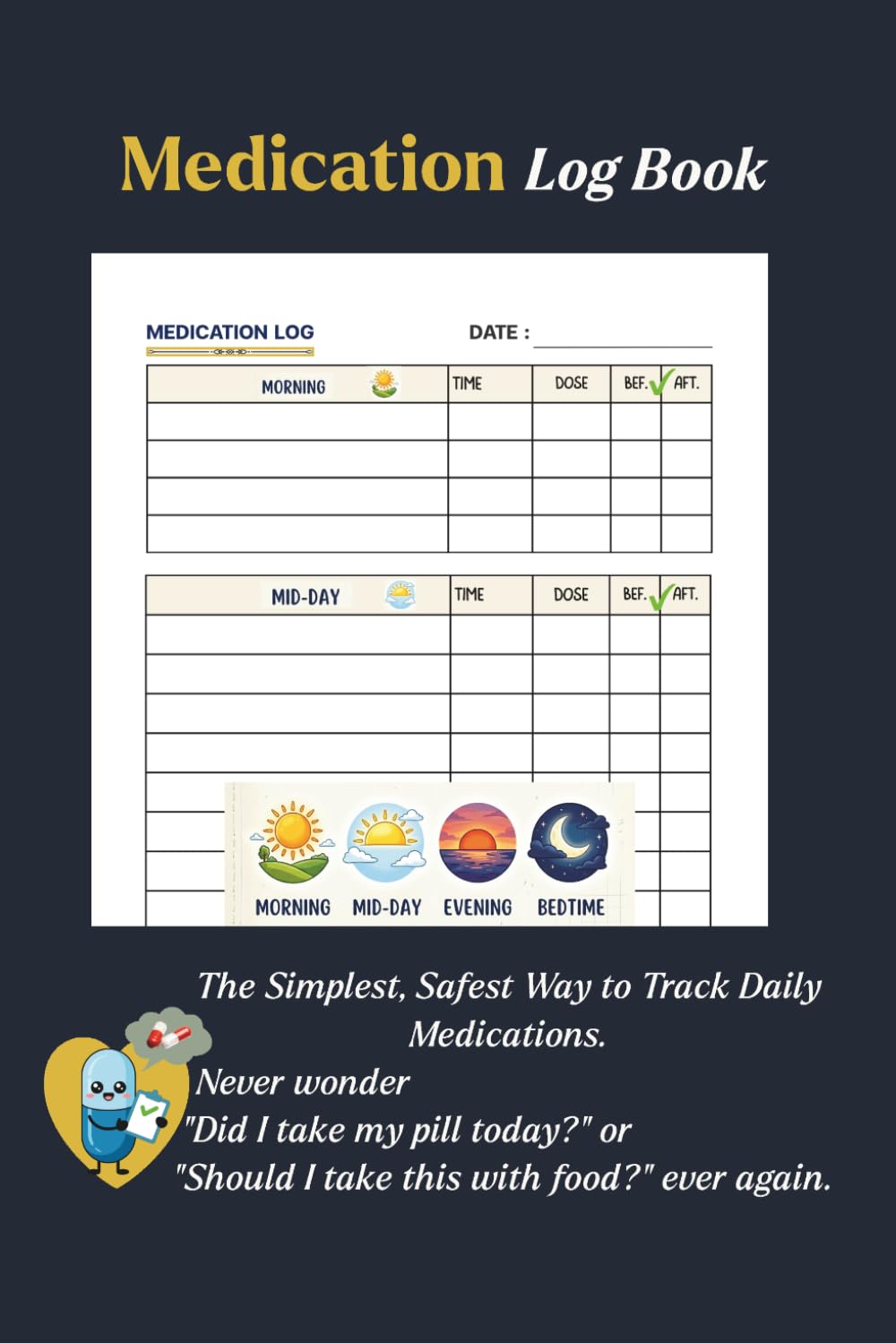 Medication Log Book: Large Print Daily Tracker with Time-of-Day Icons, Before/After Food Checkboxes, and Vital Signs Log for Seniors and Caregivers (60-Day Tracker) with 6x9-inch baixar livro de graça