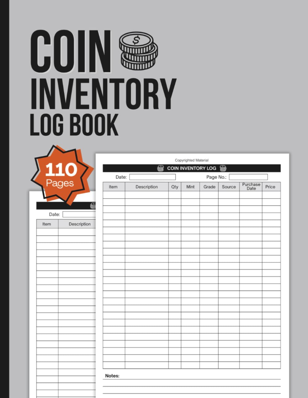ler totalmente Coin Inventory Log Book: Collector’s Coin Journal | Track Quantity, Condition, Source, Price, & More | Large Print 8.5" x 11" Inches, 110 pages