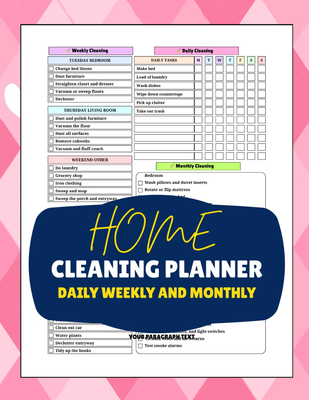 Home Cleaning Planner: Daily, Weekly & Monthly Cleaning Schedules and Checklists: Clean, Track, and Declutter Your Home to Keep It Neat, Organized, and Stress-Free baixar o livro de graça
