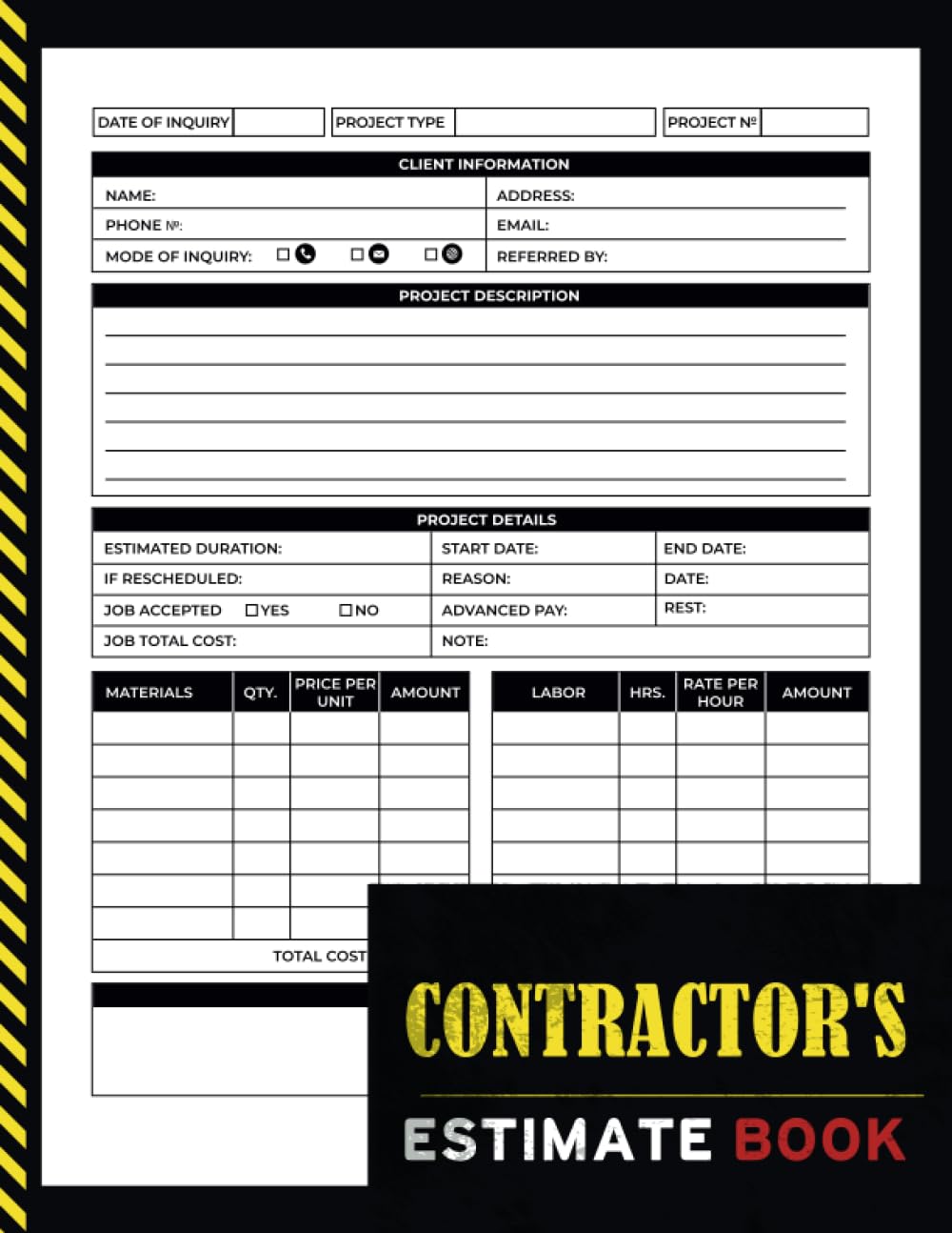 Estimate Book Contractor: Job estimate Quote Record With Client Details Contact Log & Dot Grid Diagram Sheets For Taking Measurements & Inspection,... Organizer for Projects With Numbered Pages baixar o livro de graça