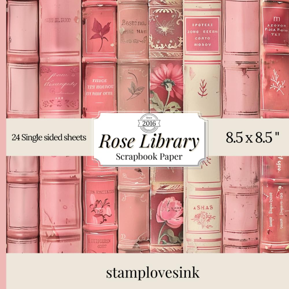 Rose Library Scrapbook Paper Book: 24 unique Single-sided Vintage Book Spine designs baixar o livro de graça