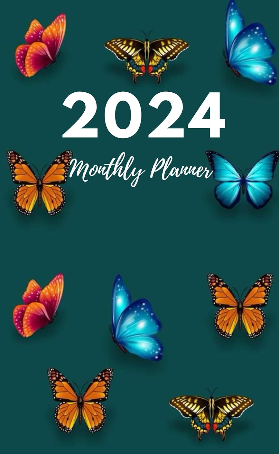ler totalmente 2024 Monthly Pocket Planner: 12 Month from JANUARY to DECEMBER 1 Year Small Size with Holidays|Includes Place for Contacts, Notes, Important Dates, and Passwords|butterfly cover