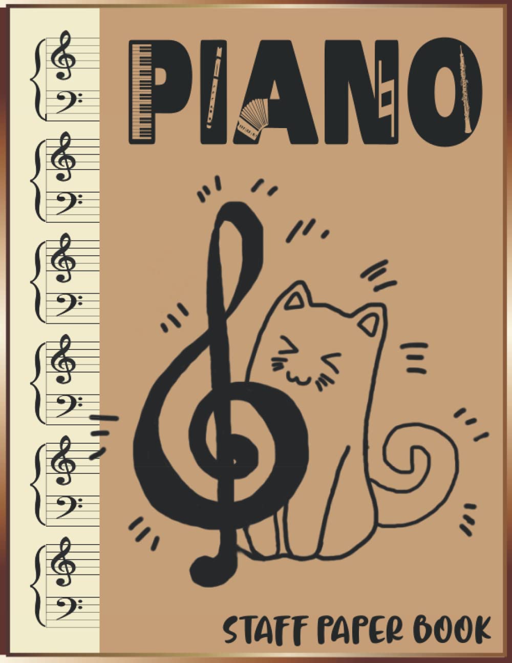 ler totalmente Blank Piano Sheet Music Notebook: Piano Composition Notebook For Musicians, Composers, And Songwriters | Large Grand Staff Sheet Music Book - Cute Cat Cover