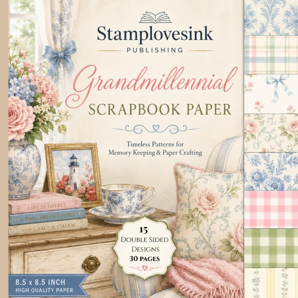 capítulo por capítulo baixar Grandmillennial Scrapbook Paper: 15 Double-Sided Vintage Floral, Gingham & Chinoiserie Designs for Scrapbooking, Card Making, Journaling & Paper Crafts | 8.5 x 8.5 Inch