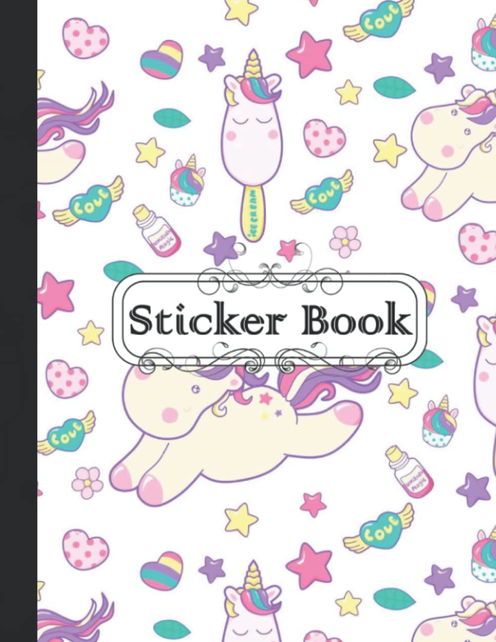 ler totalmente Sticker Book: Blank Sticker Album, Unicorn Sticker Collecting Book for Kids, Cute Blank Notebook for Sticker Collection, 8.5x11