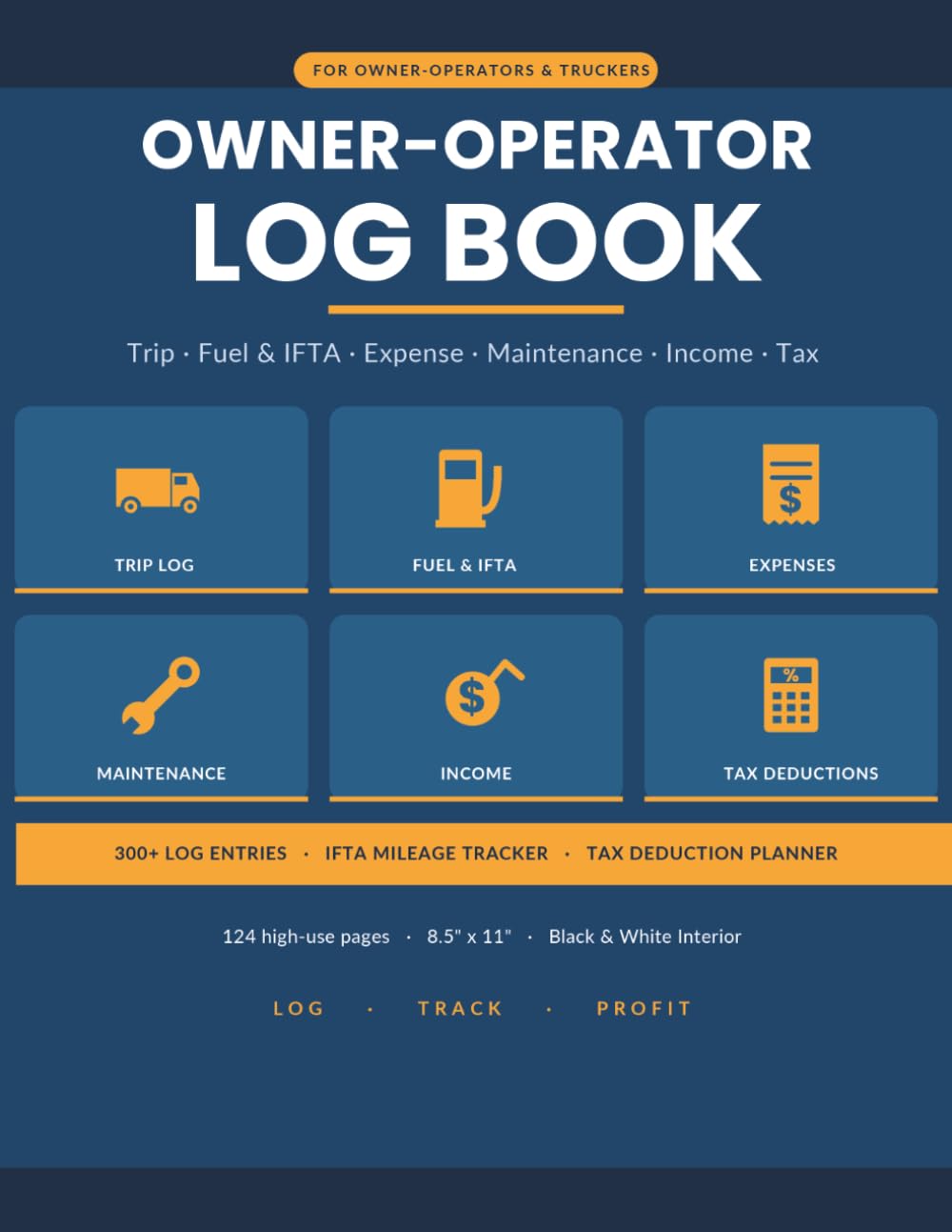 capítulo por capítulo baixar Owner-Operator Log Book | Trip, Fuel & IFTA, Expense, Maintenance, Income & Tax Tracker for Owner-Operators & Truckers | Black and White Interior