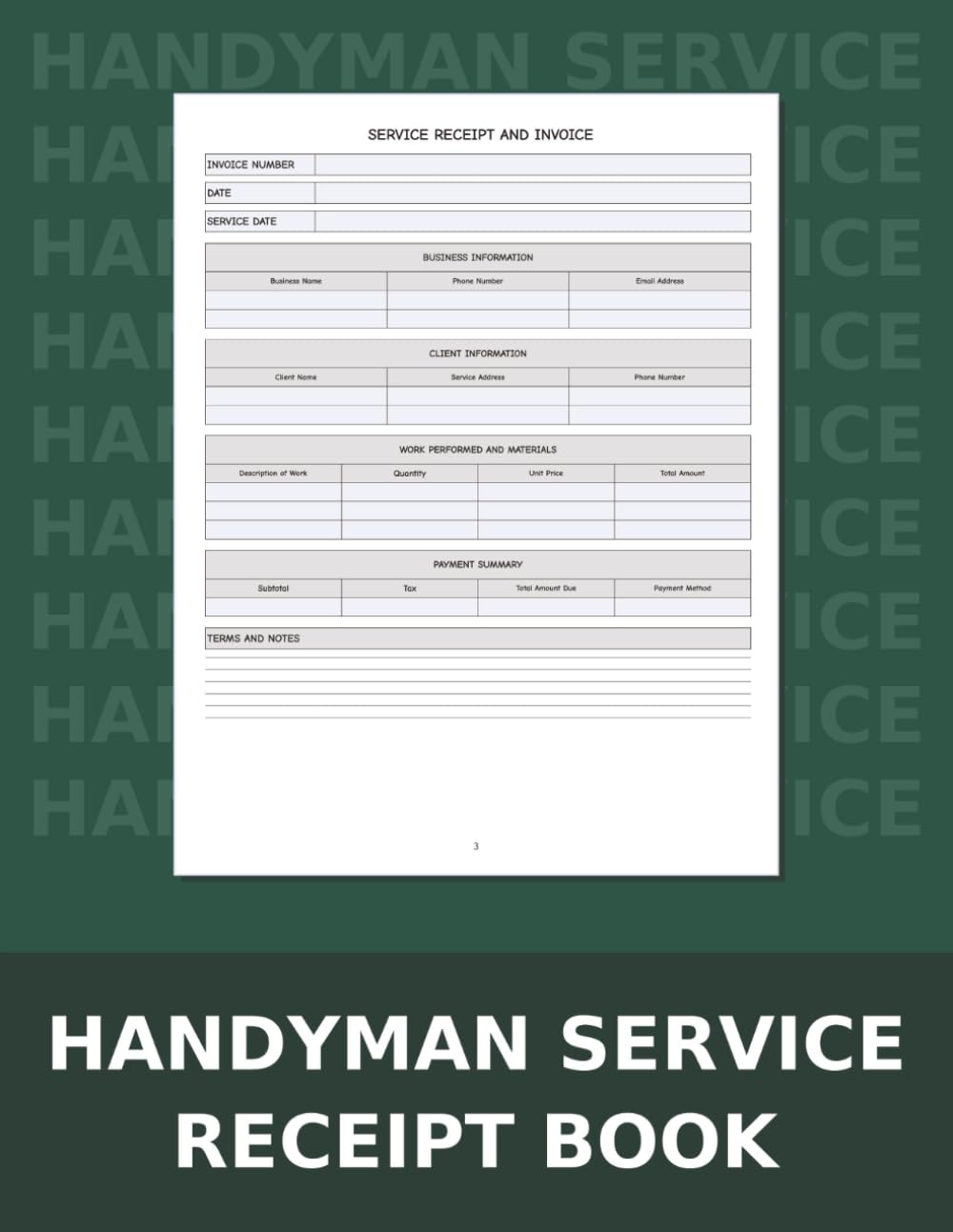 Handyman Service Receipt Book: Professional Invoice Forms for Contractors, Tradesmen & Home Repair Pros to Track Work & Payments baixar livro de graça