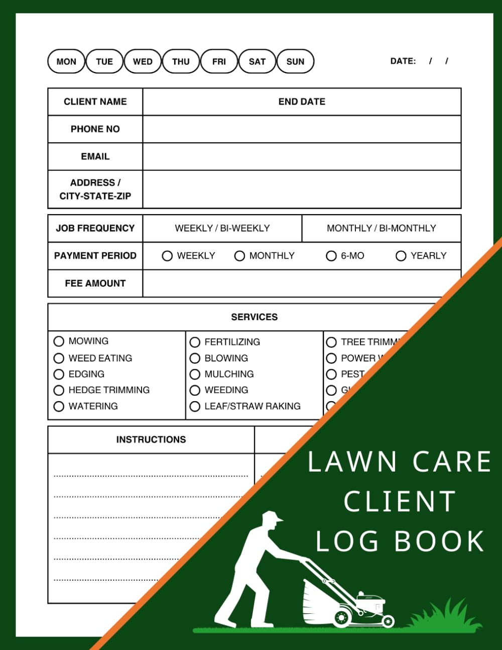 Lawn Care Client Log Book Landscape Appointment Logbook
