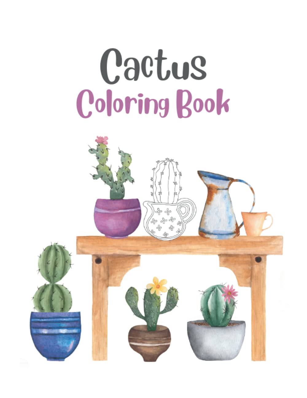 Cactus Coloring Book for teens and adults, 8.5x11 inches, 25 illustrations to color, soft cover: Activity book with cute cactus to color. baixar livro de graça
