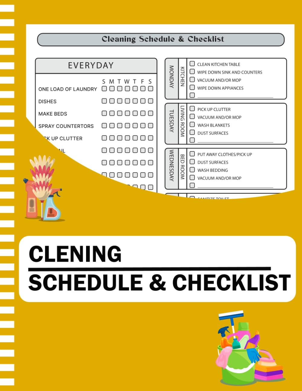 Cleaning Schedule and Checklist: Daily Weekly and Monthly Household Cleaning Schedule Book, Housekeeping Checklist Planner, and Organizer for Adults - ( "8.5X11" Inches ) baixar livro de graça