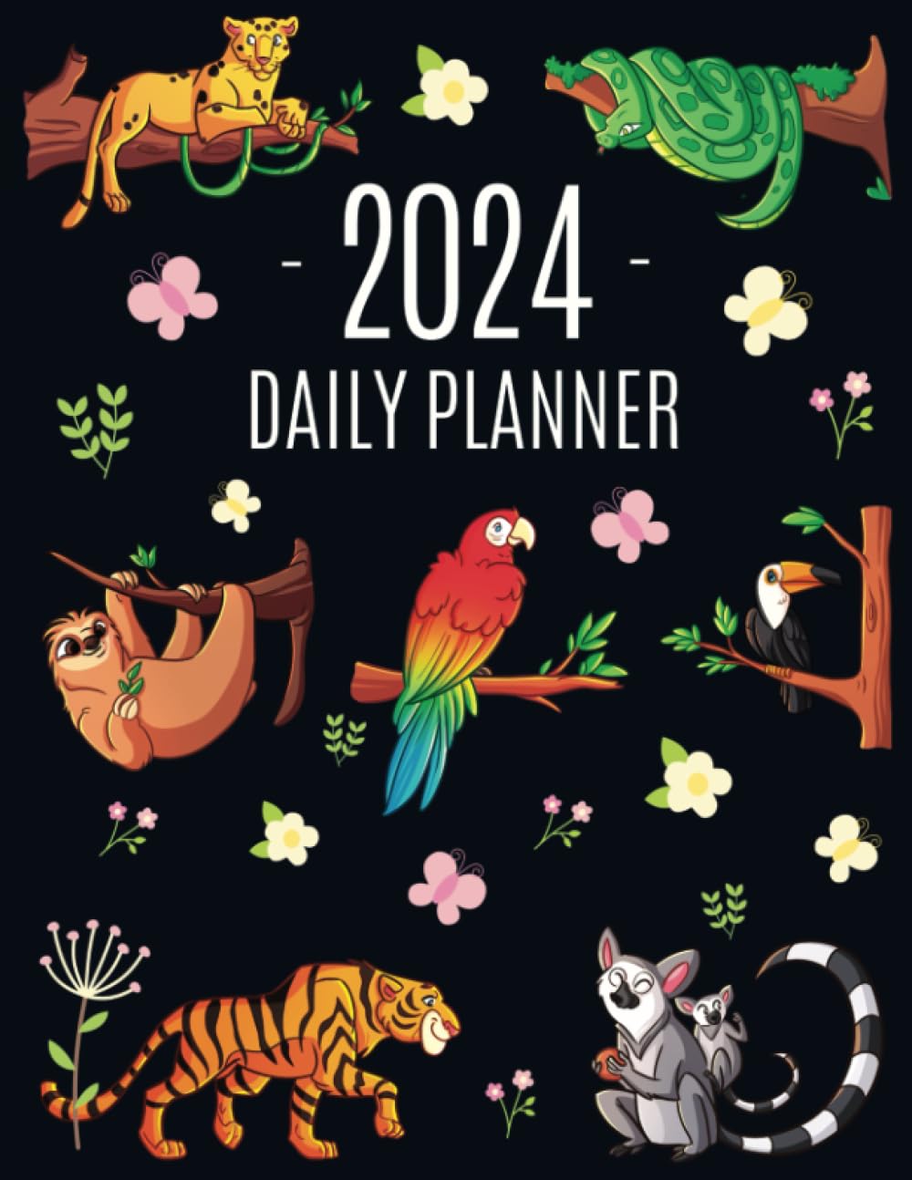capítulo por capítulo baixar Rainforest Animals Planner 2024: Daily Organizer for 2024 (12 Months) | Funny Jungle Forest Scheduler with Leopard, Snake, Parrot & Sloth