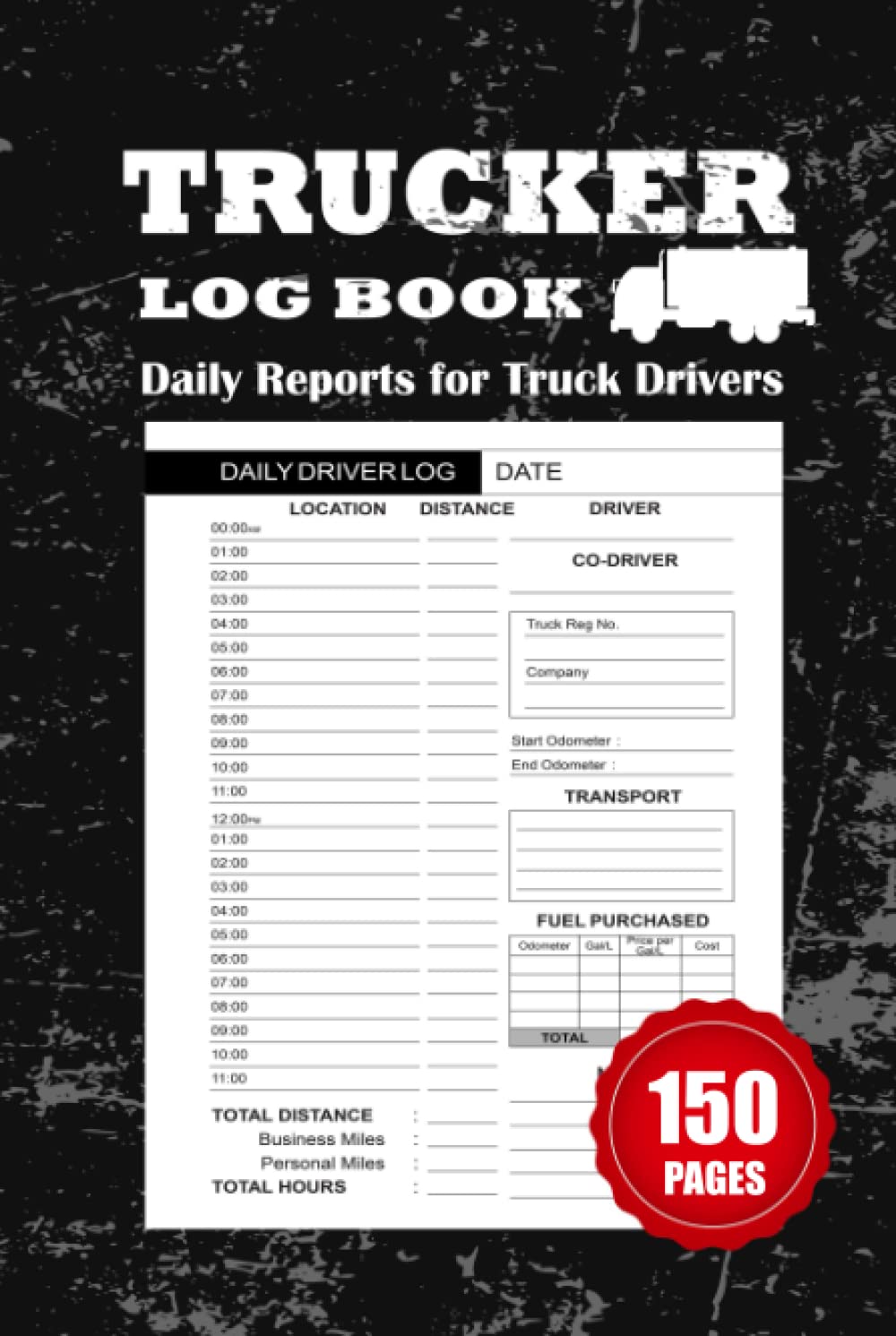 Trucker log book: Daily Record Book for Truck Drivers Organizer 24 Hours Schedule Mileage Tracking and Fuel Costs Vintage Black Cover design baixar o livro de graça