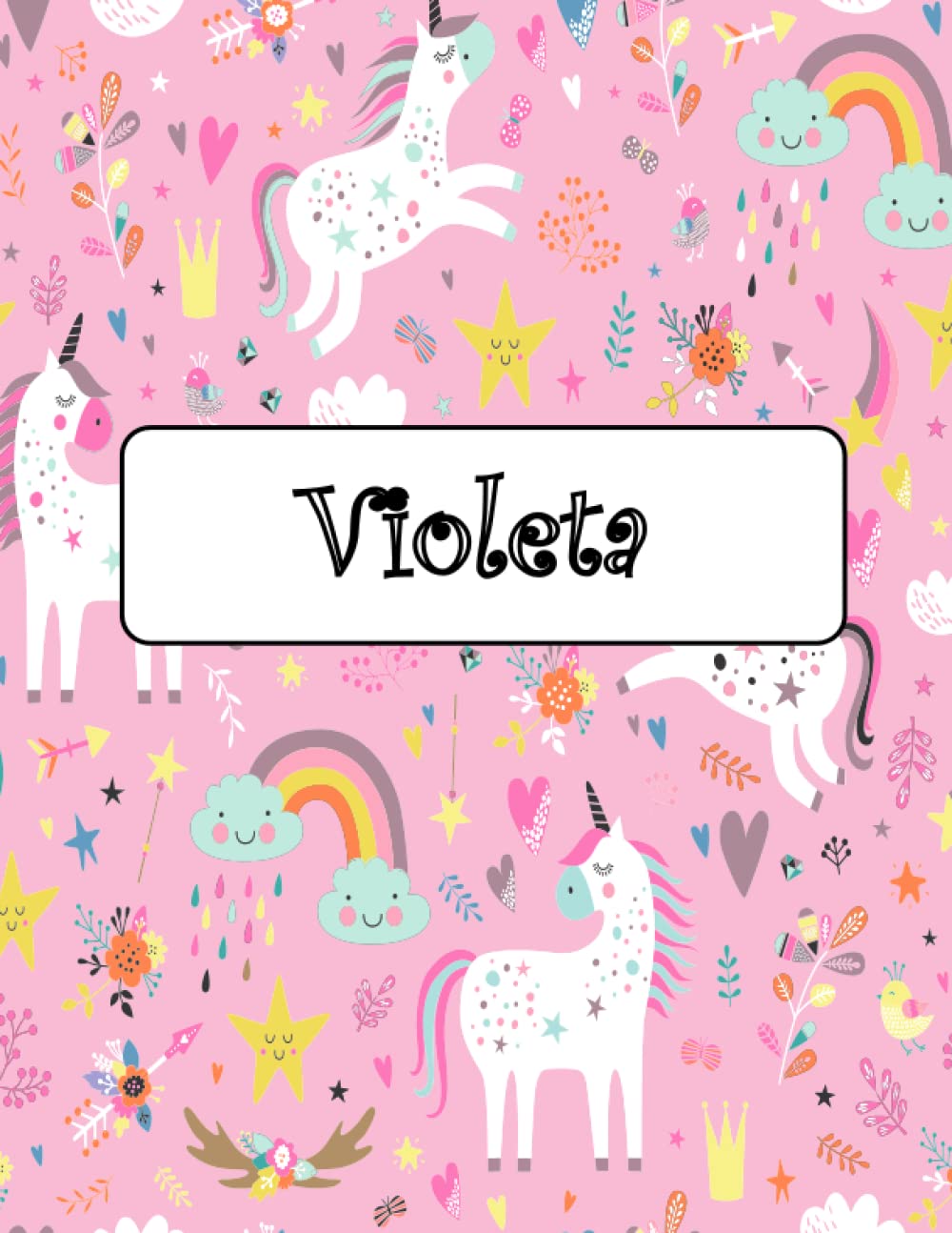 Violeta: Unicorn Notebook Personal Name Wide Lined Rule Paper | The Notebook For Writing Journal or Diary Women & Girls Gift for Birthday, For Student, Back to schoo | 160 Pages Size 8.5x11inch baixar livro de graça