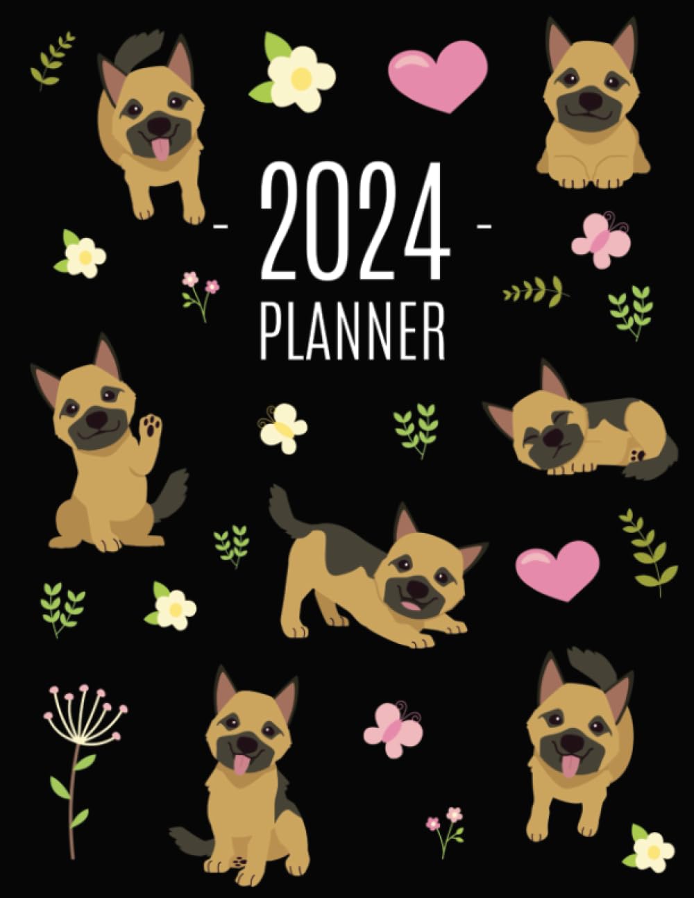 capítulo por capítulo baixar German Shepherd Planner 2024: Guard Dog Organizer: January–December (12 Months) | Cute Puppy Year Scheduler with Pretty Pink Hearts