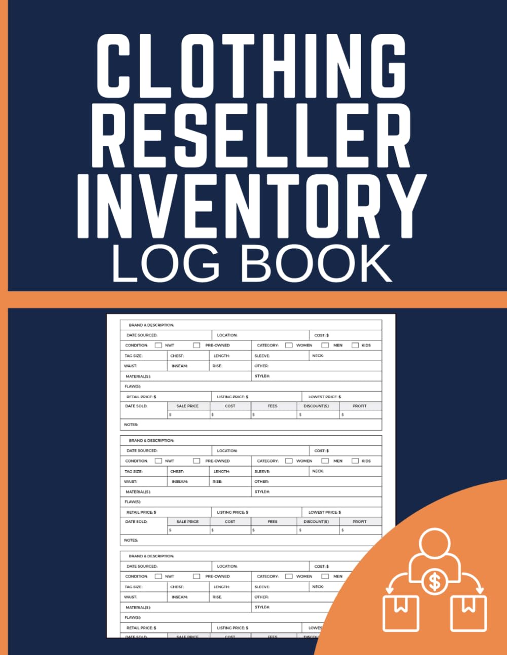ler totalmente Clothing Reseller Inventory Log Book: Product Inventory Tracker with Item Details, Listing Records, Costs, Sales, and Profit Tracking for Online Clothing Resellers