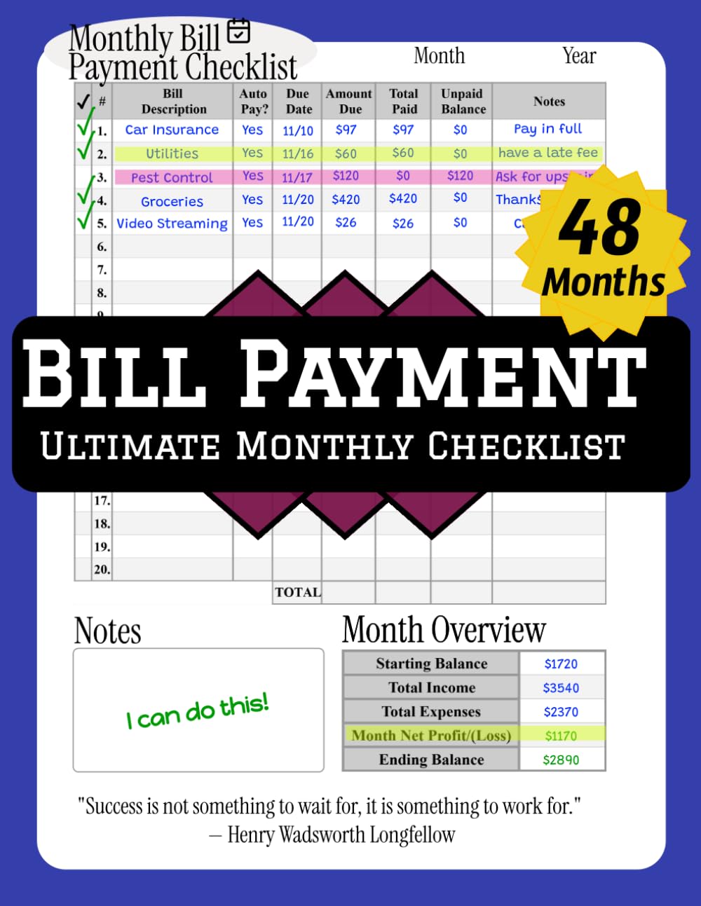 ler totalmente Ultimate Monthly Bill Payment Tracker — Motivational: Repay Debt, Track Income, Expenses and Bills to better YOUR financial freedom!