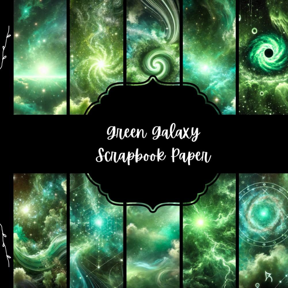 ler totalmente Green Galaxy Scrapbook Paper, Space Junk Journal Paper, Starry Sky Decorative Paper, DIY Projects, Origami, Collage Sheets, Decoupage Paper, 10 Designs, Double Sided