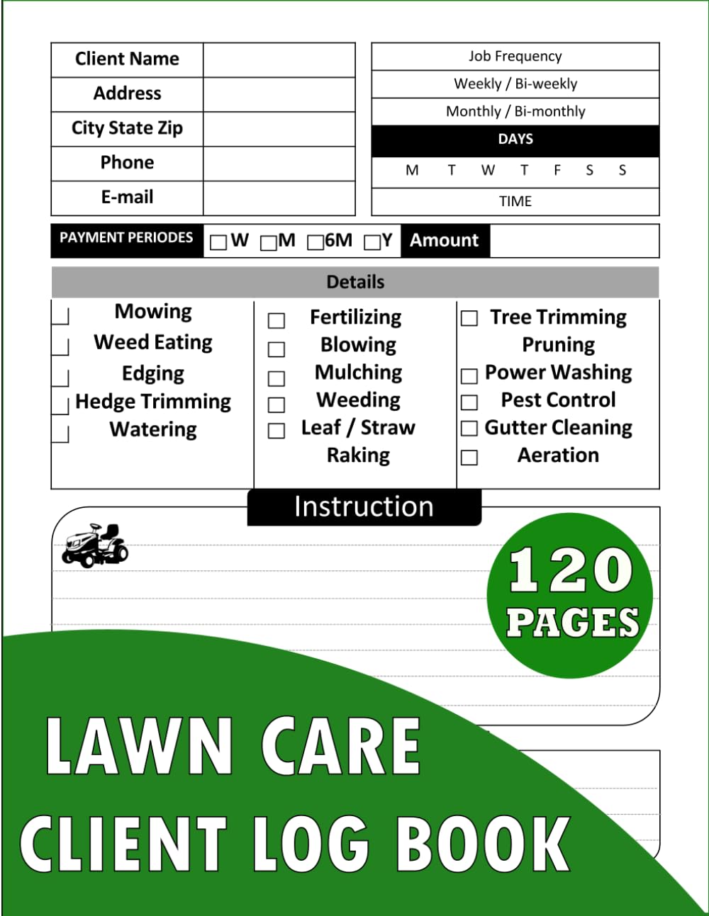 Lawn Care Client Log Book: Record and track clients for yard maintenance, landscape, lawn mowing, and tracking type of services, tools, and equipment required baixar livro de graça