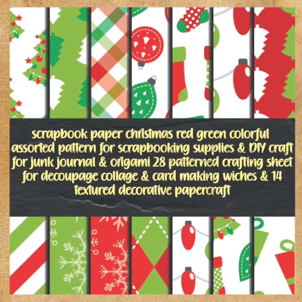 capítulo por capítulo baixar scrapbook paper christmas red green colorful assorted pattern for scrapbooking supplies & DIY craft for junk journal & origami 28 patterned crafting... wiches & 14 textured decorative papercraft