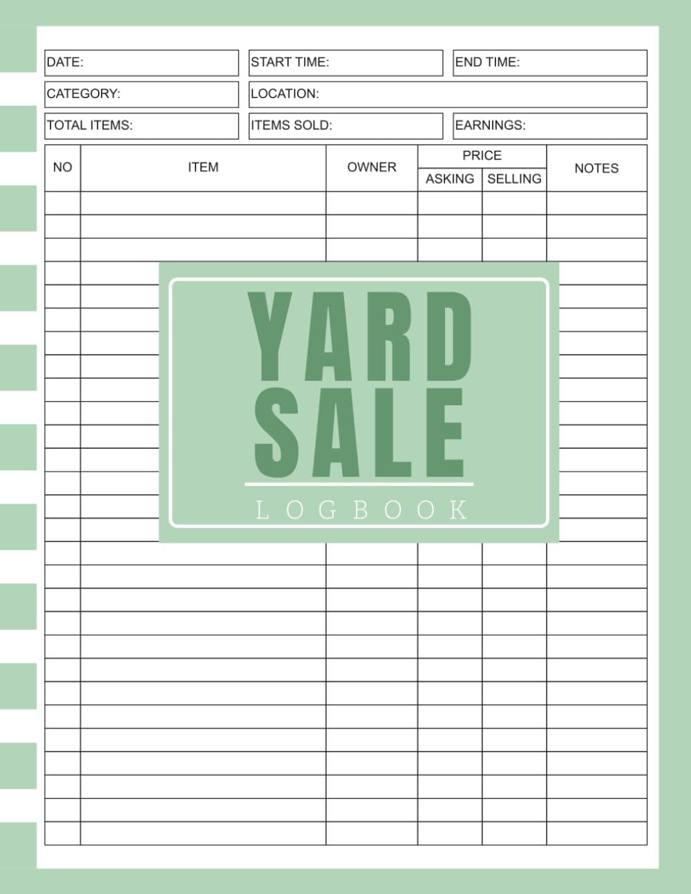 Yard Sale Log Book: Garage Sale Organizer | 110 Pages for Planning, Pricing & Tracking Sales and Profits | 8.5 x 11 Inches baixar livro de graça