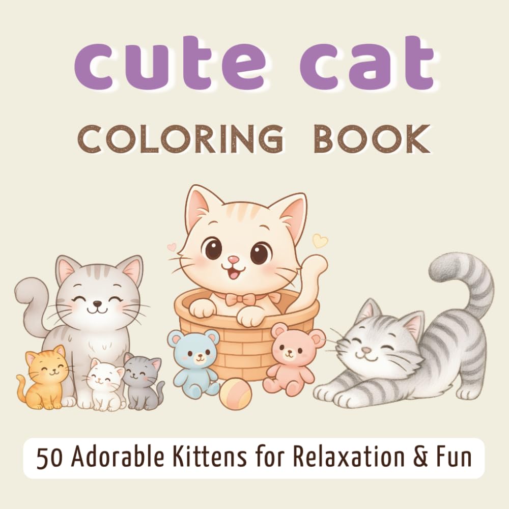Cute Cat Coloring Book: 50 Adorable Kittens For Relaxation & Fun baixar livro de graça