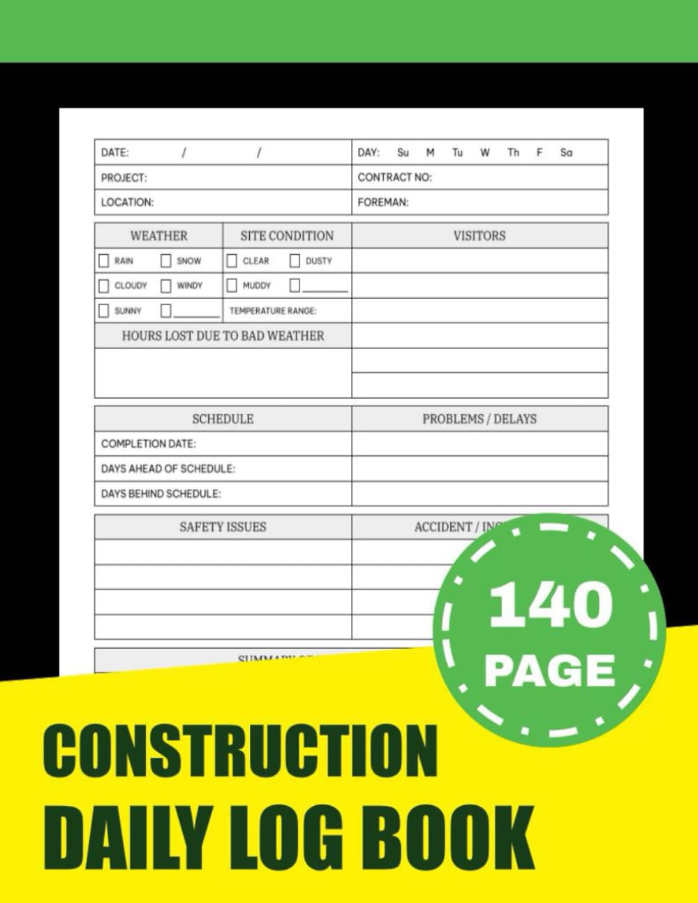 Construction Daily Log Book: Construction Site Daily Logbook and Job Site Project Management Report for Recording Workforce, Tasks, Schedules, Equipment and Daily Activities. baixar o livro de graça