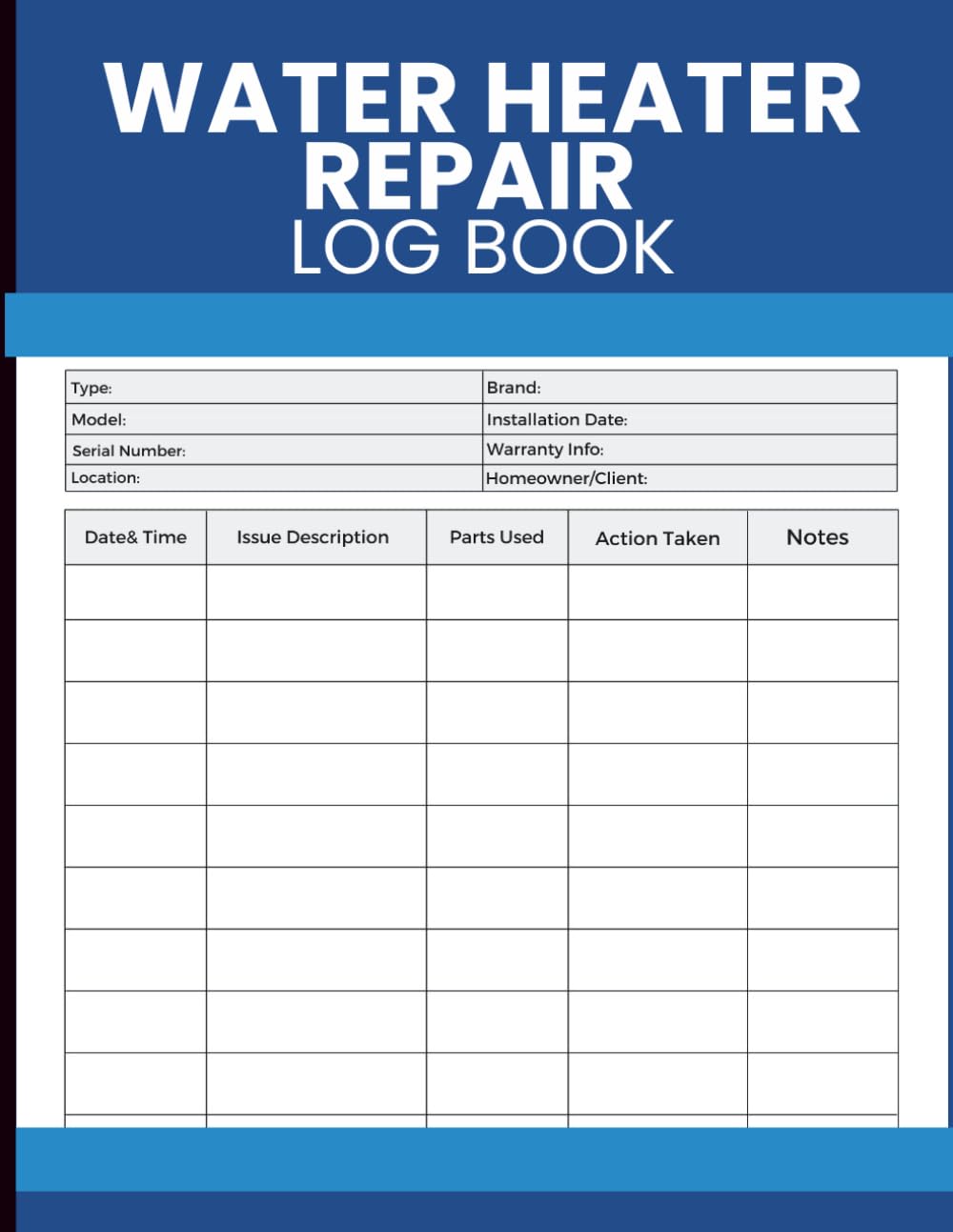 Water Heater Repair Log Book: Service Records, Appliance Maintenance, Residential Properties, Commercial Locations, Repair History baixar o livro de graça
