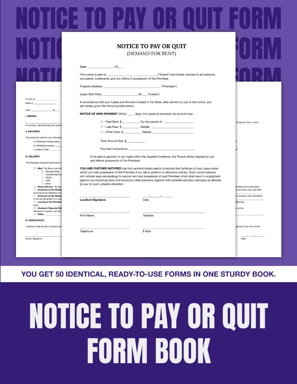 Notice to Pay or Quit Form Book: 50 Landlord Demand for Rent Forms with Affidavit of Service | 8.5 x 11 in. baixar o livro de graça