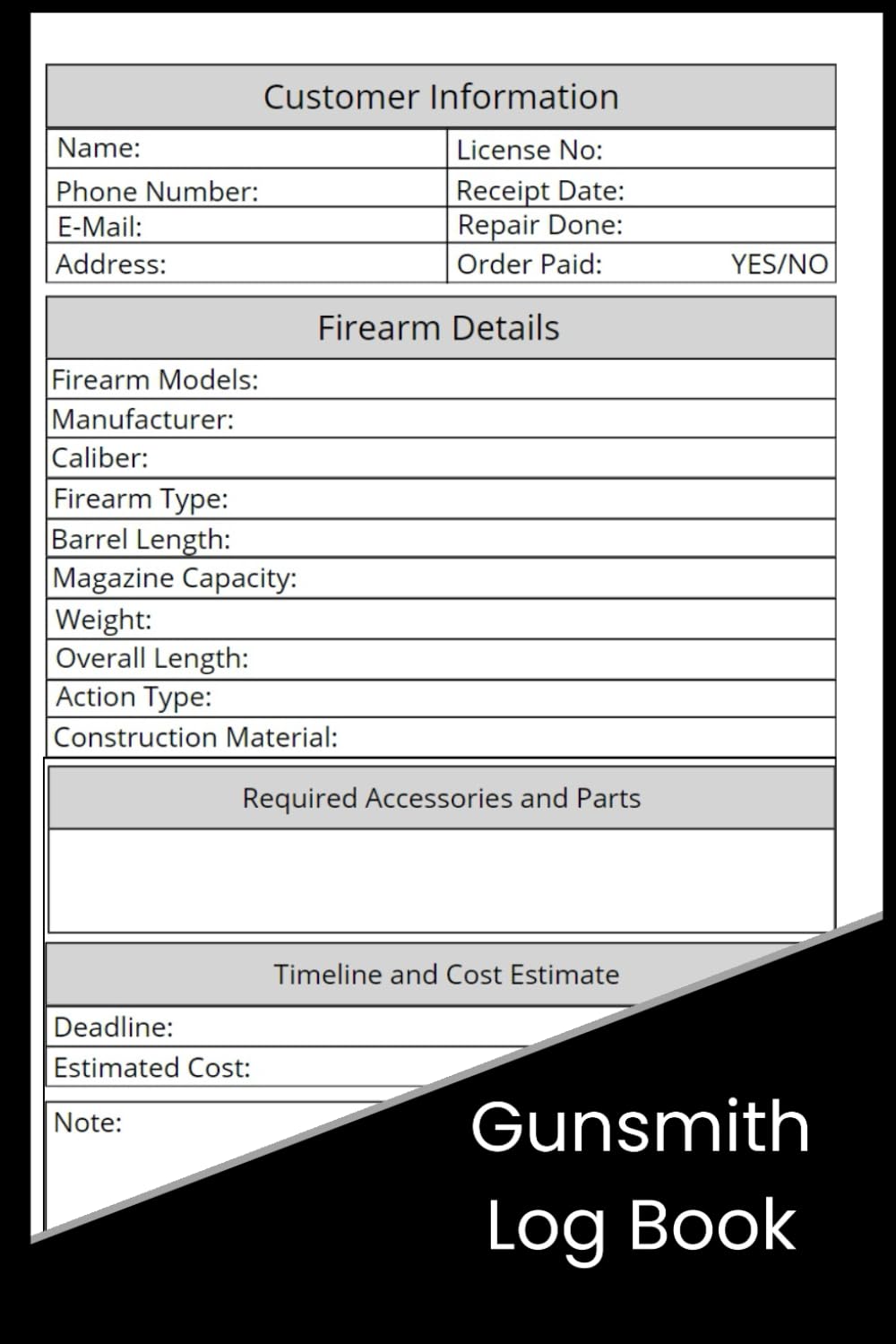 ler totalmente Gunsmith Log Book: Gunsmith Log Record Book - Gunsmith Repair Log for Shop Owners - to track Orders - 100 Pages